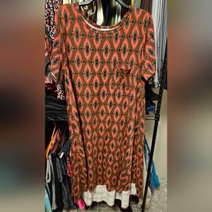 EUC Lula Roe Geometric Midi Length High Low Dress Sz XL